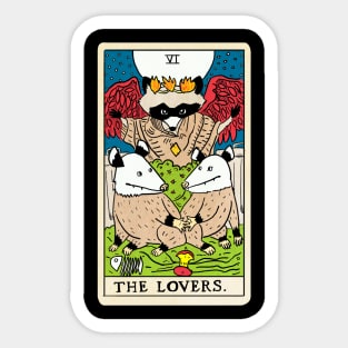 Opossum Tarot Card The Lovers Sticker